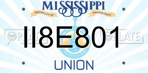 II8E801 Mississippi License Plate