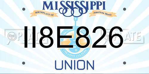 II8E826 Mississippi License Plate