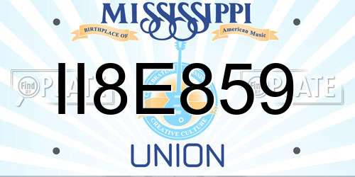 II8E859 Mississippi License Plate