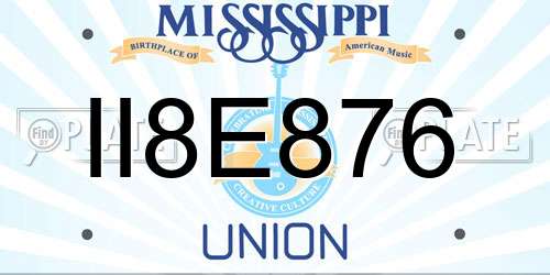 II8E876 Mississippi License Plate