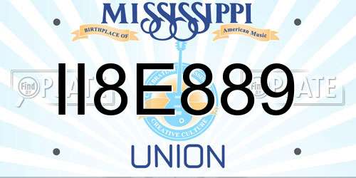II8E889 Mississippi License Plate
