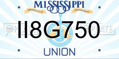 II8G750 Mississippi License Plate