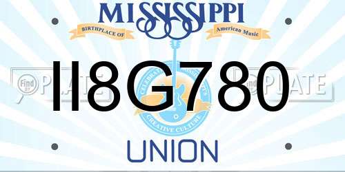 II8G780 Mississippi License Plate