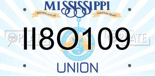 II8O109 Mississippi License Plate