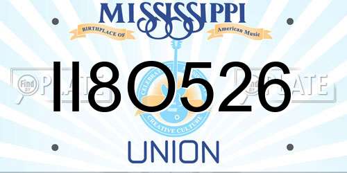 II8O526 Mississippi License Plate