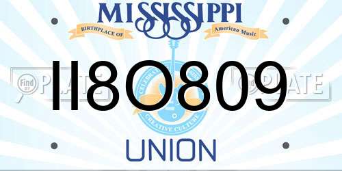 II8O809 Mississippi License Plate