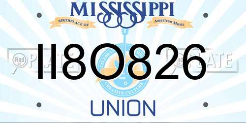 II8O826 Mississippi License Plate