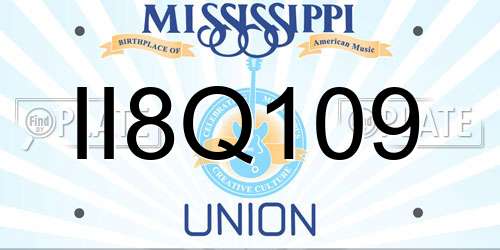 II8Q109 Mississippi License Plate