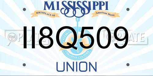 II8Q509 Mississippi License Plate
