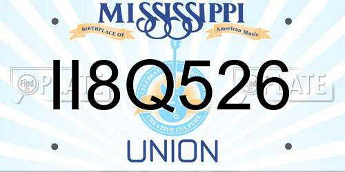 II8Q526 Mississippi License Plate