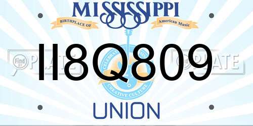 II8Q809 Mississippi License Plate