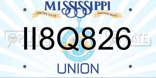 II8Q826 Mississippi License Plate