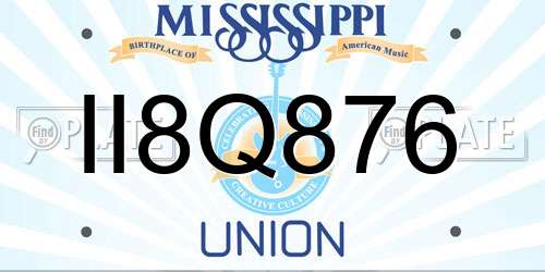 II8Q876 Mississippi License Plate
