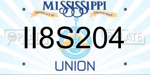 II8S204 Mississippi License Plate