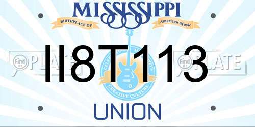 II8T113 Mississippi License Plate