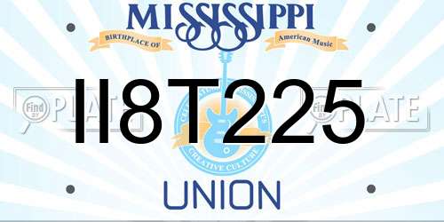 II8T225 Mississippi License Plate
