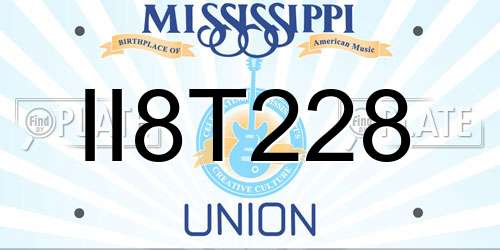 II8T228 Mississippi License Plate
