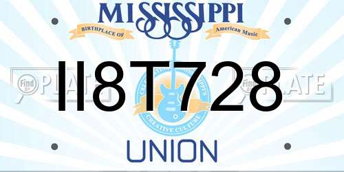 II8T728 Mississippi License Plate