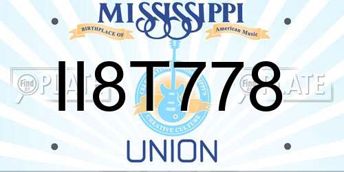 II8T778 Mississippi License Plate