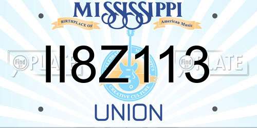 II8Z113 Mississippi License Plate