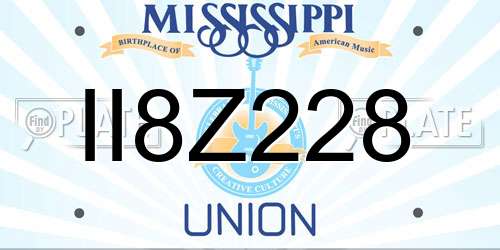 II8Z228 Mississippi License Plate
