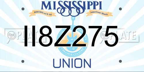 II8Z275 Mississippi License Plate