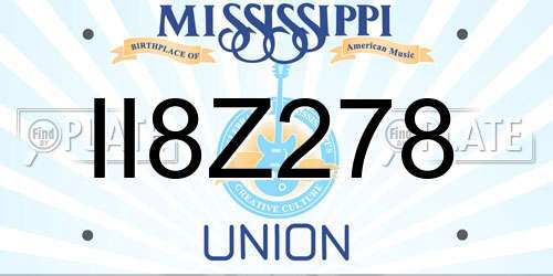 II8Z278 Mississippi License Plate