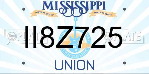 II8Z725 Mississippi License Plate