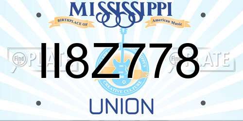 II8Z778 Mississippi License Plate