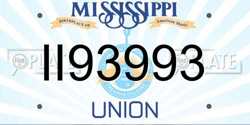 II93993 Mississippi License Plate
