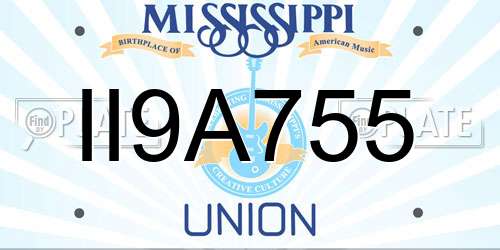 II9A755 Mississippi License Plate