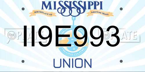 II9E993 Mississippi License Plate