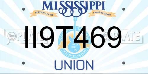 II9T469 Mississippi License Plate