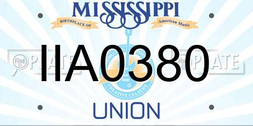 IIA0380 Mississippi License Plate