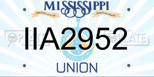 IIA2952 Mississippi License Plate