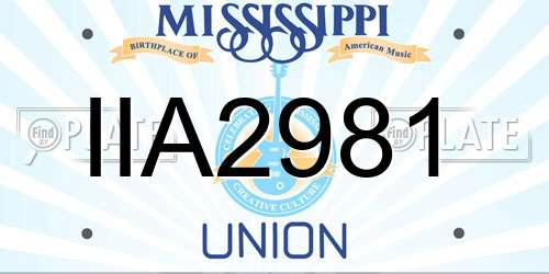 IIA2981 Mississippi License Plate