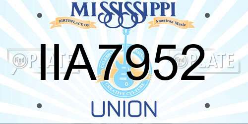 IIA7952 Mississippi License Plate