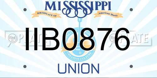 IIB0876 Mississippi License Plate