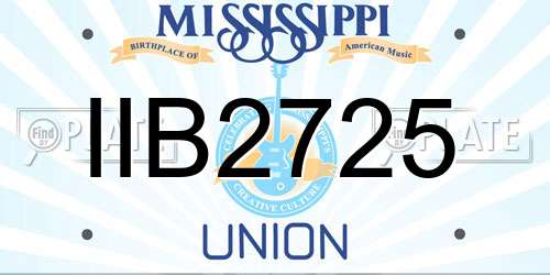 IIB2725 Mississippi License Plate