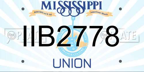 IIB2778 Mississippi License Plate