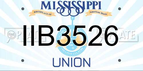 IIB3526 Mississippi License Plate
