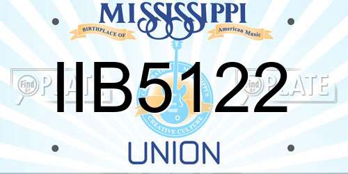 IIB5122 Mississippi License Plate
