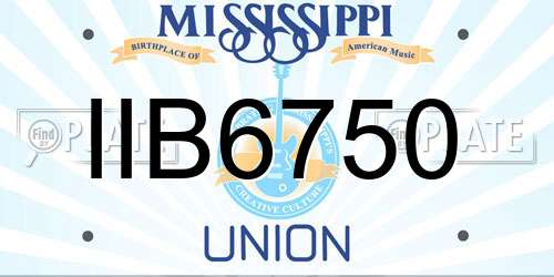 IIB6750 Mississippi License Plate