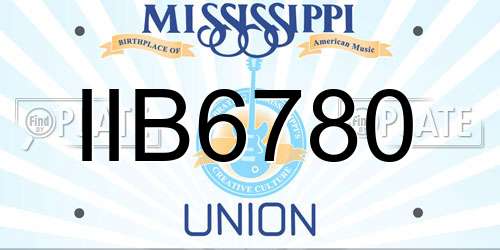 IIB6780 Mississippi License Plate