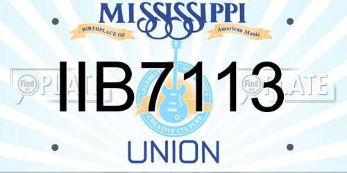 IIB7113 Mississippi License Plate