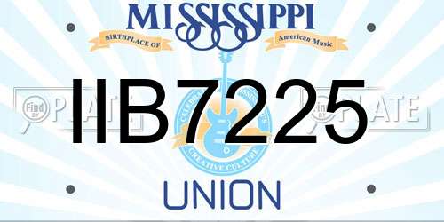 IIB7225 Mississippi License Plate