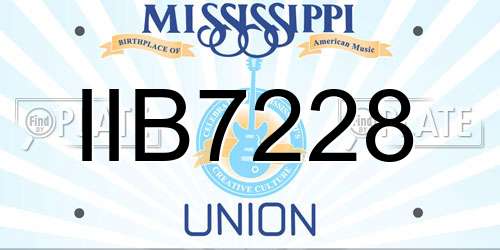 IIB7228 Mississippi License Plate
