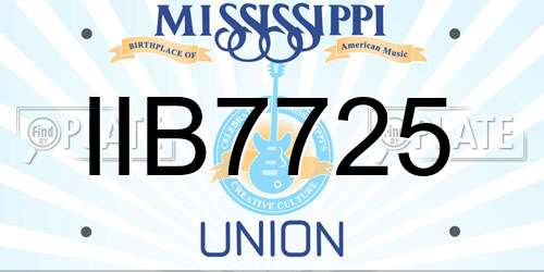 IIB7725 Mississippi License Plate