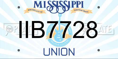 IIB7728 Mississippi License Plate