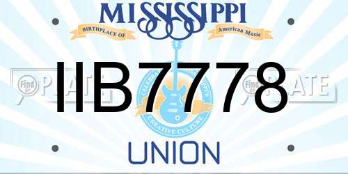 IIB7778 Mississippi License Plate